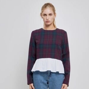 English Factory Mixed Media Plaid plaid woven popover size M